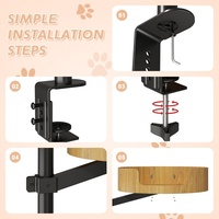 Hauteur réglable Rotation à 360 ° Style moderne Lit de bureau intérieur en bois pour chat Table de petit espace Bureau avec accessoires pour lits pour animaux de compagnie