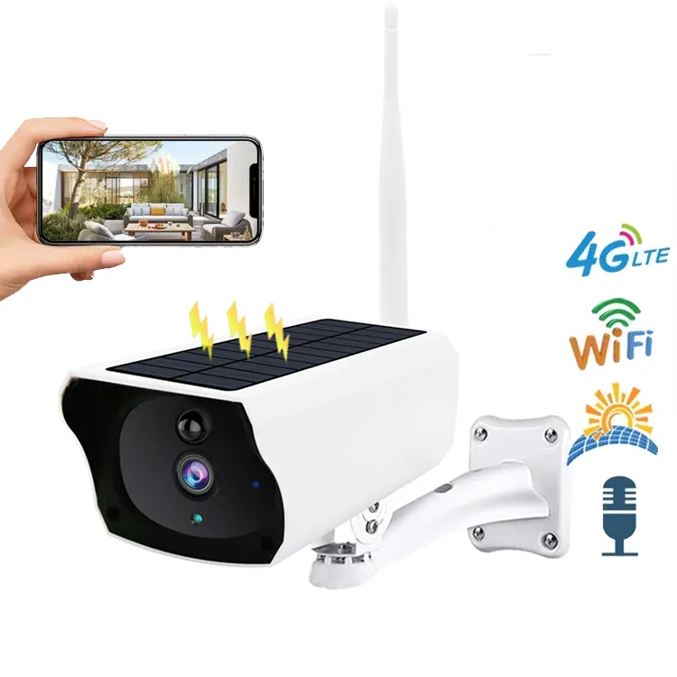 WiFi Wireless Solar Power Camera 4G Sim Card Slot CCTV Security Camera Outdoor Solar Security Camera
