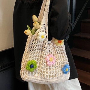 Borsa Tote Estiva in Poliestere Lavorato a Maglia, Nuova Tendenza 2025, Grande Capacità, Versatile, Intrecciata, Casual, da Donna - Product Image 2