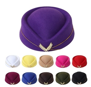 <span class=keywords><strong>Chapeau</strong></span> de stewardesse en gros, <span class=keywords><strong>chapeau</strong></span> de cérémonie pour femmes, <span class=keywords><strong>chapeau</strong></span> de mode personnalisé, béret en feutre de laine bon marché - Product Image 2