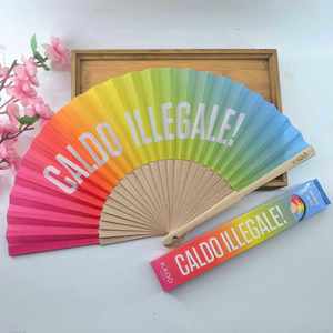 Custom Logo Printed Handmade Bamboo Wooden Folding Hand Fan Traditional Style for Wedding & Party Favors Angel Promotion - Product Image 5