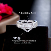 Bague de fiançailles et de mariage en argent plaqué avec zircon cubique, design délicat, grande pierre en forme de cœur, pour femme, cadeau de bijoux