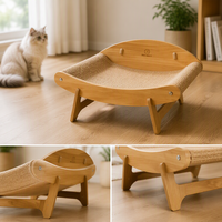 Hamac-lit pour chat en bois massif naturel, avec griffoir en sisal, design moderne, pour chats d'intérieur