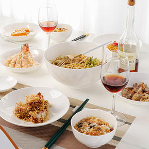 ชุดจานอาหารลายพืชแบบจีนโบราณ ขอบทองหรูหรา ทำจากกระเบื้อง Bone China สีขาว สำหรับตกแต่งโต๊ะอาหารที่บ้านและร้านอาหาร - Product Image 2