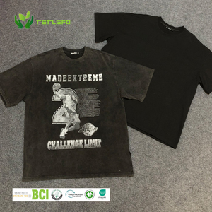 T-shirt Homme Écologique Personnalisé Lavé à l'Acide Streetwear Hip Hop 100% Coton t-shirts Avec Logo Personnaliser T-shirt Vintage Surdimensionné - Product Image 1