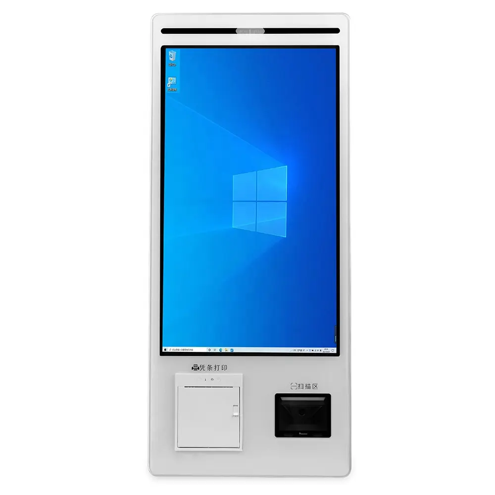 window 24 inch restaurant order touchscreen display wall mounted Touch Screen Self Payment Kiosks with printer scanner