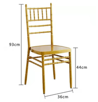 Chaise d'hôtel empilable en résine dorée style nœud de bambou, résistante aux rayures, pour banquets, mariages, restaurants, événements et lieux de réception