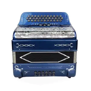 Pemandangan laut OEM 34 tombol 12 Bass 3 register biru dalam akordeon kisi perak akordion musikal JB3412C