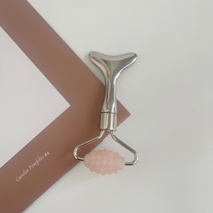Rose Quartz Jade Roller and <b>Gua</b> <b>Sha</b> Tools <b>Metal</b> Guasha Massage Facial Scraping Tools - Product Image 6