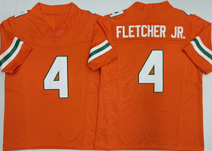 Heren Miami College Football Shirts 4 Mark Fletcher Jr 10 Malachi Toney Alle gestikte universiteitsvoetbalshirts 3 kleuren - Product Image 5