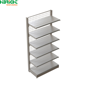 Wood Grain Supermarket Gondola <b>Shelf</b> Metal Retail Display <b>Rack</b> Floor Standing Store Shelving for Grocery Store - Product Image 3