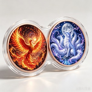 Juego de Monedas Dobles de Cobre Puro de 1oz al por Mayor con Impresión UV 2D, Medalla de Fénix y Zorro de Nueve Colas para Colección de Fantasía y Regalo - Product Image 2