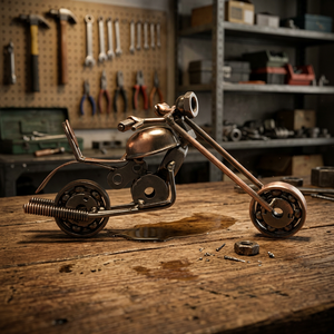 Modelo de Motocicleta Chopper de Metal Vintage Hecho a Mano |   Escultura de Bicicleta de Hierro Reciclado Industrial para Decoración de Mesa y Regalos B2B - Product Image 2