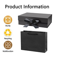 Boîte d'emballage en papier couché réutilisable à bas prix, design noir personnalisé, avec magnétisme magnétique, sac en papier facile à plier, boîte-cadeau