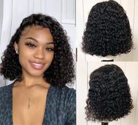 Perruque Bob Lace Front Wig naturelle lisse, cheveux humains, Pixie, reflets bruns, pour femmes, Piano complet, non traité, brut, bouclée, vente en gros