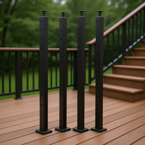 Poteau de garde-corps en acier inoxydable 106,7x5x5 cm avec trous pré-percés pour balustrade de terrasse et pièces d'escalier - Product Image 2