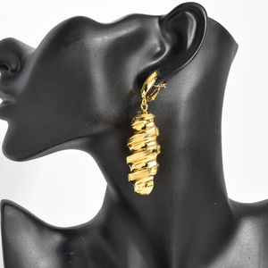 <b>Fashion</b> Gold Color Exquisite Women's Brass Gold Plated Drop Earrings Customized Size Daily Wear Engagement <b>Accessories</b> - Product Image 6