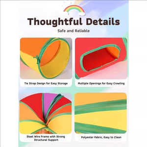 Túnel de Juego para Gatos Plegable, Ecológico, con Diseño de Arcoíris de Dibujos Animados, en Forma de S/recta/Y, Interactivo, para Interiores - Product Image 3