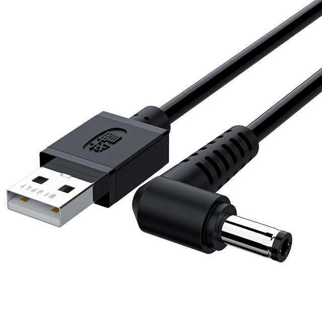 USB to DC Power Cable USB Male to DC 5.5*2.1 Right Angle 3A Charging Power Cable
