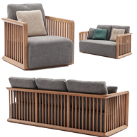 Canapés en bois massif au design minimaliste nordique, avec revêtement en tissu lin, meubles pour le salon