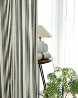 Cortinas de Ventana Personalizadas ZSTARR con Rayas Negras, Mezcla de Lino, Cortinas Modernas que Filtran la Luz para Sala de Estar, Dormitorio, Hotel, Villa
