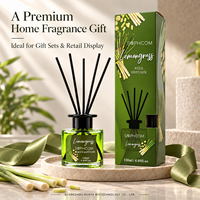 Diffuseur de parfum d'ambiance floral 120 ml avec cinq bâtonnets en fibre pour les programmes de vente en gros et de détail sous marque privée