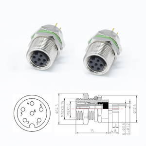 ขั้วต่อแบบติดแผงวงจรพิมพ์ชนิดตัวเมีย 6 ขา แบบวงกลม M8 สำหรับอุตสาหกรรมยานยนต์ ระดับการป้องกันน้ำ IP67 แบบยึดด้านหน้า - Product Image 6