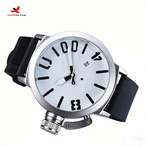 High Visibility Vibrant Accented Large Faced <b>Black</b> Dial Yellow Contrast Markers Hands Silver Tone <b>Watch</b> GZ RTS Bulk Mixed Order - Product Image 1