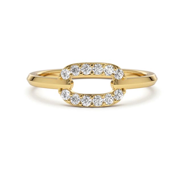 14K Single Link Zircon Eternity Band Ring 925 Silver Rhodium Trendy Geometry Design Wedding Anniversary Engagement Party Great