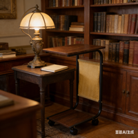 Table d'appoint roulante en forme de C, table d'appoint mobile rustique aspect bois brun foncé avec poche en tissu et roulettes pour canapé, lit ou chevet
