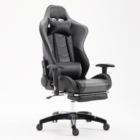 Chaise de bureau ergonomique confortable avec dossier et repose-pieds en mousse blanche 22D, hauteur réglable, inclinable, en cuir, pour le gaming