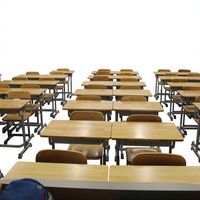 Bureau et chaise d'école en bois pour un seul élève, ensemble de mobilier scolaire pour école primaire, table et chaise
