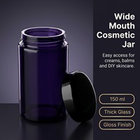 Impression personnalisée, nouveaux styles de pots en verre violet UV de 100 ml et 150 ml avec autocollants, ouverture facile, large ouverture, pour bonbons, gommes, herbes, fleurs