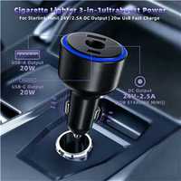 Chargeur de voiture DC 3-en-1 avec ports USB-A et Type-C, câble d'alimentation DC Starlink Mini, câble Starlink, derniers produits à succès