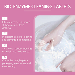 Jue Fish 10pcs Bio Enzyme Comprimés <span class=keywords><strong>De</strong></span> Nettoyage Huile Taches Alimentaires Enlever Les Vêtements Couleur Protégeant La Biotine Vêtements Tablette <span class=keywords><strong>De</strong></span> Nettoyage - Product Image 4