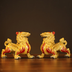 เครื่องประดับปี่เซียะหนึ่งคู่ทำจากทองเหลือง Tianlu Piqiu ห้องรับแขกสำนักงานทองแดงของขวัญเปิดใหญ่ - Product Image 4