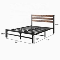 Tête de lit en bois de soutien vintage rustique en métal solide avec lattes de cadre de lit à plate-forme pleine grandeur USA chambre 1 pièce pour hôtels