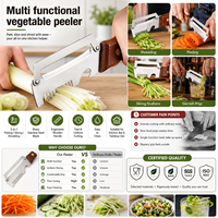 Éplucheur de légumes multifonctionnel personnalisé avec logo OEM ODM, trancheuse de cuisine pour la préparation des carottes, des pommes de terre, des concombres, des fruits et des légumes