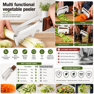 Pelador de Verduras Multifuncional con Logotipo Personalizado, OEM ODM, Rebanador de <span class=keywords><strong>Cocina</strong></span> para Preparación de Zanahorias, Papas, Pepinos, Frutas y Verduras - Product Image 1