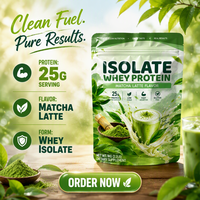 Protéine de lactosérum isolée biologique naturelle OEM/ODM sans gluten 25g, riche en protéines, saveur matcha latte, récupération rapide après l'entraînement