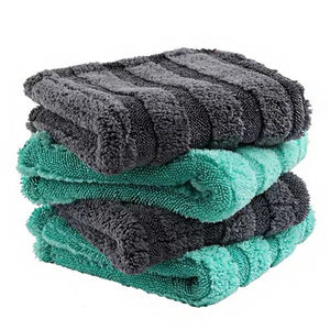 Serviette en microfibre de haute qualité à boucles torsadées rayées en corail, super absorbante, séchage rapide, pour le <span class=keywords><strong>lavage</strong></span> de <span class=keywords><strong>voiture</strong></span> - Product Image 2