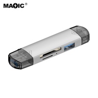 Vente en gros de lecteur de carte 6 en 1 USB 3.0 vers adaptateur Micro OTG Type C prise en charge de la carte SD TF clé USB pour tablettes et ordinateurs portables