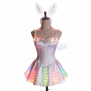 Vestido de baile con luces LED para mujer, chaleco con flecos de <span class=keywords><strong>lentejuelas</strong></span>, chaqueta ajustada brillante, cárdigan, tops brillantes con purpurina, estilo vaquero para fiesta disco - Product Image 4