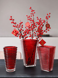 <span class=keywords><strong>Vase</strong></span> créatif en verre cristal rouge Design moderne Pot de fleur de bureau Cadeau de mariage Arrangement de <span class=keywords><strong>fleurs</strong></span> séchées Décoration - Product Image 6