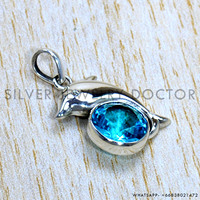 Unique Bleu Topaze Gemme Pendentif Bijoux 925 En Argent Sterling Conception Fine Bijoux Faits À La Main En Vrac En Gros Bijoux En Argent