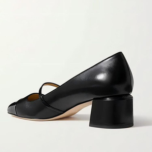 Large Size 46 Square Toe Women Middle Strap Buckles Shoes Low Chunky Heels Patent Sandals Classic Mary Jane Dress <b>Pumps</b> - Product Image 5