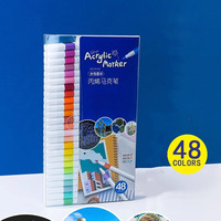 Papeterie scolaire, aquarelle à double pointe, 12, 36, 24, marqueurs d'art à pointe fine, ensemble de peinture, calligraphie, stylo pinceau noir non toxique pour enfants
