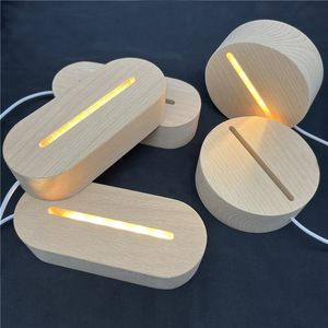 Trang Trí Trong Nhà 3D Ánh Sáng Ban Đêm Bắc Âu Thiết Kế Vòng Hình Bầu Dục USB Cơ Sở Bảng Đèn Bàn Bằng Gỗ LED Cơ Sở Cho Acrylic Tấm Ánh Sáng Ban Đêm - Product Image 5