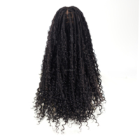 Perruque tressée bohème en boîte, perruque tressée en dentelle complète, cheveux humains, séparation carrée, sans nœuds, pré-plumée, pour femmes noires