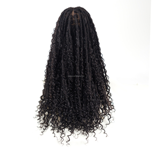 Плетеный парик в стиле бохо, полностью из натуральных волос, с квадратной челкой, без узлов, предварительно расплетенный, для чернокожих женщин - Product Image 3